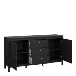 Furniture To Go Madrid 2 Door 3 Drawer Sideboard In Matt Black - thumbnail 6