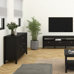 Furniture To Go Madrid 2 Door 3 Drawer Sideboard In Matt Black - thumbnail 7