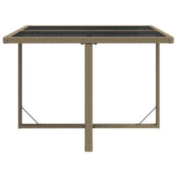 Walplus Garden Table Beige 109X107X74 Cm Poly Rattan And Glass - thumbnail 4