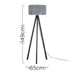 Valuelights Barbro Black Tripod Floor Lamp With Felt Weave Shade - thumbnail 8