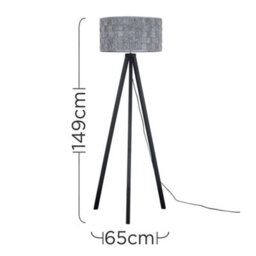 Valuelights Barbro Black Tripod Floor Lamp With Felt Weave Shade - thumbnail 3