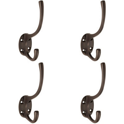 4X Victorian Hat & Coat Hook On Oval Backplate 64mm Projection Matt Bronze - image 1