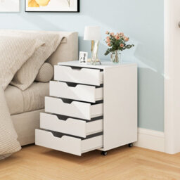 Gainoom 5 Drawer Chest Storage Wooden Dresser Rolling Storage Cabinet Mobile Organizer - thumbnail 6