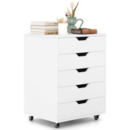 Gainoom 5 Drawer Chest Storage Wooden Dresser Rolling Storage Cabinet Mobile Organizer - thumbnail 3