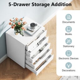 Gainoom 5 Drawer Chest Storage Wooden Dresser Rolling Storage Cabinet Mobile Organizer - thumbnail 7