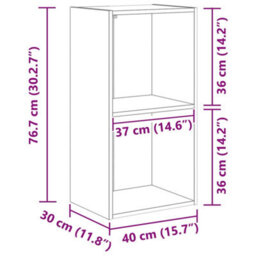 Berkfield Bookcase Black Oak 40 X 30 X 77 Cm Engineered Wood - thumbnail 8