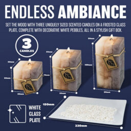 New Gift Set With 3 Scented Aromatic Mood Wax Candles Glass Plate Stones Candle Vanilla Orchid - thumbnail 6