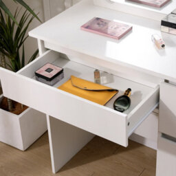 Thehotsale Hollywood Dressing Table With 4 Drawers And Large Led Lighted Mirror, Wooden Modern Bedroom Dresser, White - thumbnail 6