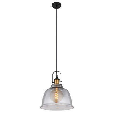Luminosa Lighting Luminosa Dorothea Dome Pendant Ceiling Light Black Glass Shade 1X E27 - image 1