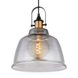Luminosa Lighting Luminosa Dorothea Dome Pendant Ceiling Light Black Glass Shade 1X E27 - thumbnail 3