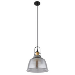 Luminosa Lighting Luminosa Dorothea Dome Pendant Ceiling Light Black Glass Shade 1X E27 - thumbnail 2