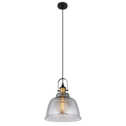 Luminosa Lighting Luminosa Dorothea Dome Pendant Ceiling Light Black Glass Shade 1X E27 - thumbnail 1