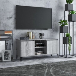 Berkfield Sturdy Tv Cabinet With Metal Legs Grey Sonoma 103.5X35X50 Cm - thumbnail 2