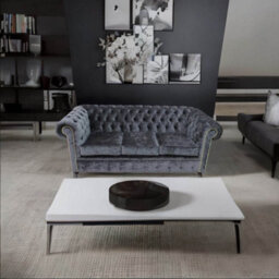 Chesterfield Handmade 3 Seater Sofa Settee Pastiche Steel Grey Velvet Fabric In Classic Style - thumbnail 5
