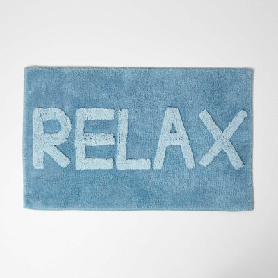 Homescapes Blue Relax Bath Mat 100% Cotton, 50 X 80 Cm - image 1
