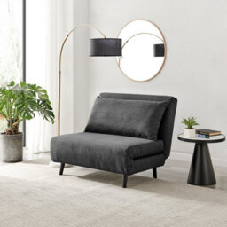 Furniturebox Uk Armchair Sofa Bed - 'bobby' Dark Grey Fabric Armchair Unfolds Into Single - Fold Out Guest Bed