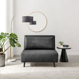 Furniturebox Uk Armchair Sofa Bed - 'bobby' Dark Grey Fabric Armchair Unfolds Into Single - Fold Out Guest Bed - thumbnail 2