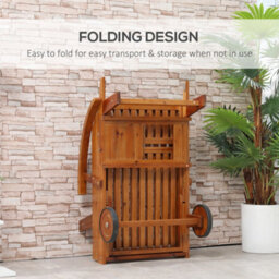 Outsunny Wood Sun Lounger Chaise Bed Back Footrest Patio Furniture W/ Wheels - thumbnail 4