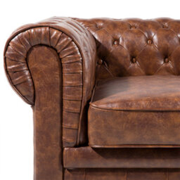 Beliani Sofa 3 Seater Chesterfield Faux Leather Golden Brown - thumbnail 6