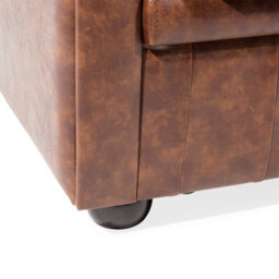 Beliani Sofa 3 Seater Chesterfield Faux Leather Golden Brown - thumbnail 7