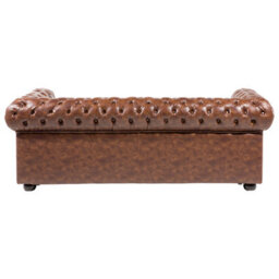Beliani Sofa 3 Seater Chesterfield Faux Leather Golden Brown - thumbnail 5