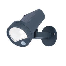 Tavares Dark Grey Solar-Powered Integrated Led 2W Pir With Motion Sensor Cylinder Outdoor Wall Light - thumbnail 1