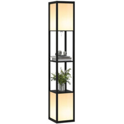 Homcom Shelf Floor Lamp With Dual Light, For Living Room, Bedroom, Black - thumbnail 2