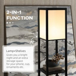 Homcom Shelf Floor Lamp With Dual Light, For Living Room, Bedroom, Black - thumbnail 5