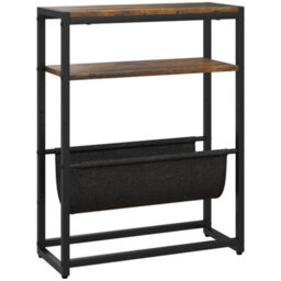 Wyld Haus Sanami Rustic Brown Narrow Side Table 3-Tier Storage With V-Shaped Magazine Slot 43 X 18Cm - thumbnail 2