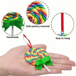 Amorly 16Pcs Christmas Lollipop Ornaments, Polymer Clay Candy Candy Cane Hanging Pendants, Cute Decor Accessories For Xmas Tree Styling - thumbnail 9