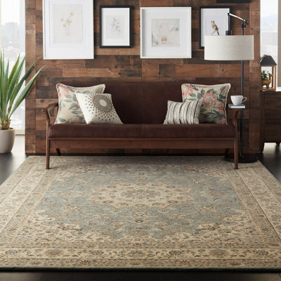Ivory Luxurious Traditional Wool Bordered Rug For Bedroom & Living Room-239Cm (Circle) - image 1