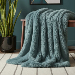 Cuddly Extra Fluffy Throw Ultra Soft Plush Blanket For Sofa Bed Home Decor Duck Egg Blue 150X200Cm - thumbnail 1