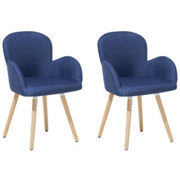 Beliani Set Of 2 Dining Chairs Brookville Navy Blue - thumbnail 1