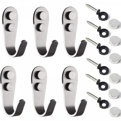 Stainless Steel Hooks, 6 Wall-Mounted Towel Hooks, Screw, In Bathrobe Hooks, 1.5 mm - image 1