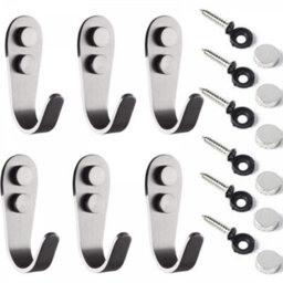 Stainless Steel Hooks, 6 Wall-Mounted Towel Hooks, Screw, In Bathrobe Hooks, 1.5 mm - thumbnail 1