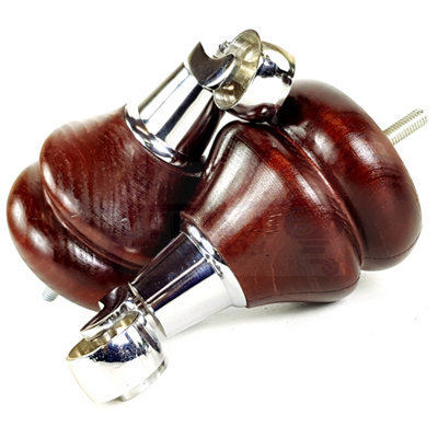 L&F 4 Mahogany Furniture Legs Wood Replacement Feet With Chrome Castors 140mm High Chair Sofa M8 - image 1
