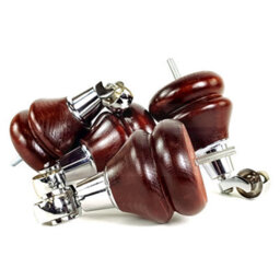 L&F 4 Mahogany Furniture Legs Wood Replacement Feet With Chrome Castors 140mm High Chair Sofa M8 - thumbnail 8