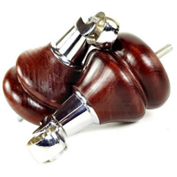 L&F 4 Mahogany Furniture Legs Wood Replacement Feet With Chrome Castors 140mm High Chair Sofa M8