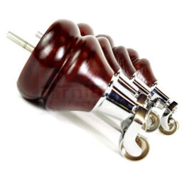 L&F 4 Mahogany Furniture Legs Wood Replacement Feet With Chrome Castors 140mm High Chair Sofa M8 - thumbnail 6