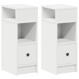 Berkfield Bedside Cabinets 2 Pcs With Drawer White 25X31X66 Cm - thumbnail 2