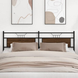 Berkfield Headboard Brown Oak 193 Cm Engineered Wood And Steel - thumbnail 1