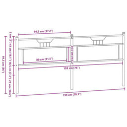 Berkfield Headboard Brown Oak 193 Cm Engineered Wood And Steel - thumbnail 8