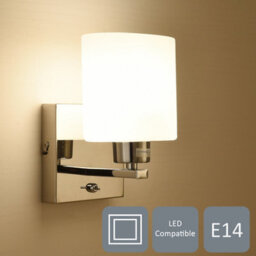 Harper Living Modern Polished Chrome Wall Light, With Oval Cylinder Glass Shade, E14 Bulb Base And On/off Switch - thumbnail 7