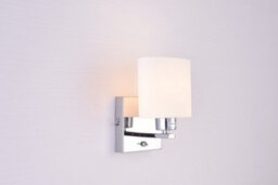 Harper Living Modern Polished Chrome Wall Light, With Oval Cylinder Glass Shade, E14 Bulb Base And On/off Switch - thumbnail 8