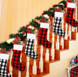 2Pcs Christmas Stockings Decoration Black Red Stocking,xmas Buffalo Plaid For Christmas Tree Fireplace Party Decor - thumbnail 3