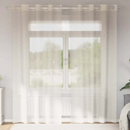 Walplus Voile Curtains With Grommets 2 Pcs Cream 140X225 Cm - thumbnail 1