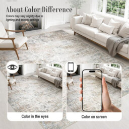 5X7 Area Rug Beige Abstract Modern Washable, Non Slip, Soft Low Pile, Indoor Carpet For Living Room, Bedroom, Dining Room - thumbnail 5