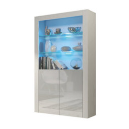 Spectrum Display Cabinet 170Cm White & Grey With High Gloss Doors And Led Lighting - Creative Furniture - thumbnail 3