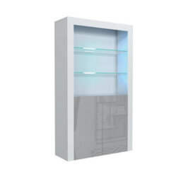 Spectrum Display Cabinet 170Cm White & Grey With High Gloss Doors And Led Lighting - Creative Furniture - thumbnail 6