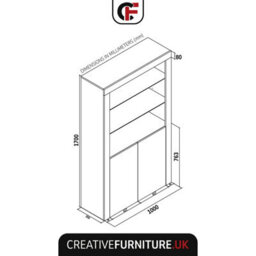 Spectrum Display Cabinet 170Cm White & Grey With High Gloss Doors And Led Lighting - Creative Furniture - thumbnail 4